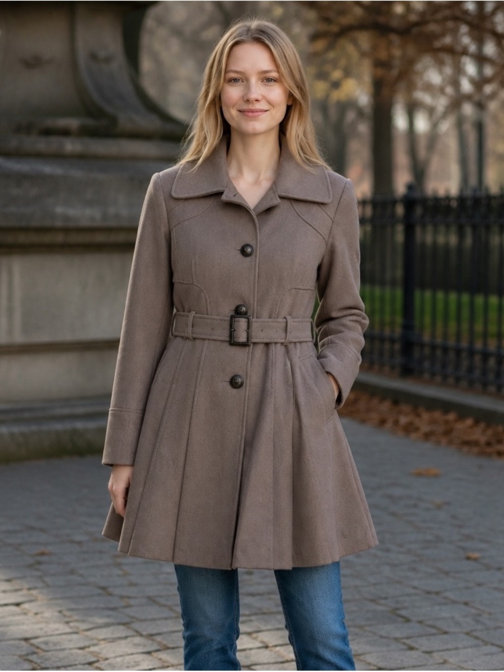 GUESS Women’s Medium Light Brown Wool Coat
